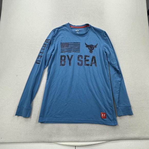 Under Armour Shirt Mens Small Project Rock Freedom Long Sleeve By Sea - Picture 1 of 13